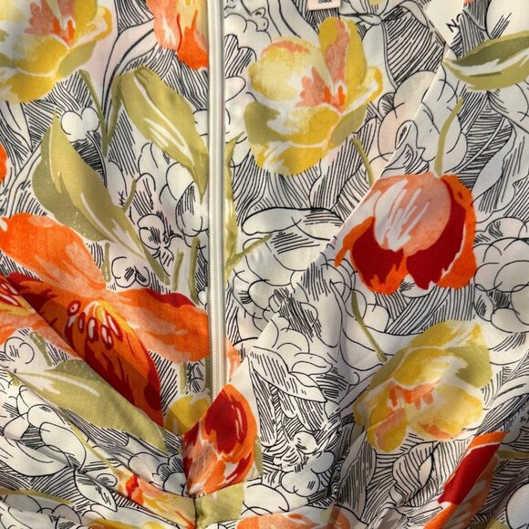 Cinq à Sept Floral Center Ruched Walker Dress Size 14 - Picture 5 of 5